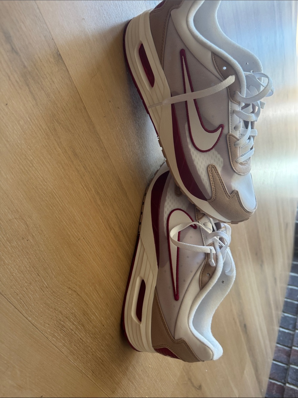 Nike Air Max Off-White and Maroon Retro Runner Sneakers